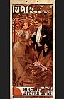 Alphonse Maria Mucha Canvas Paintings - Flirt