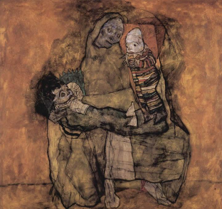 Egon Schiele Mother with two children painting | framed paintings for sale