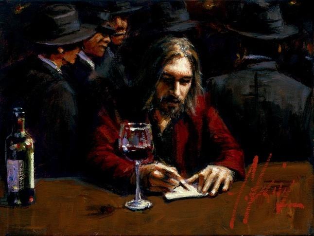 Fabian Perez Man at the Bar II Painting