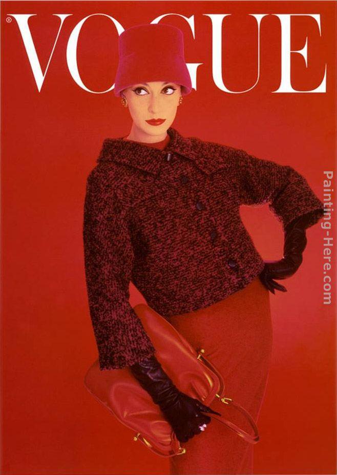 Norman Parkinson Vogue Cover, Red Rose, August painting | framed 