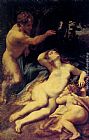 Correggio Canvas Paintings - Antiope