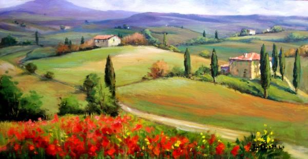 2011 Tuscany panorama painting | framed paintings for sale