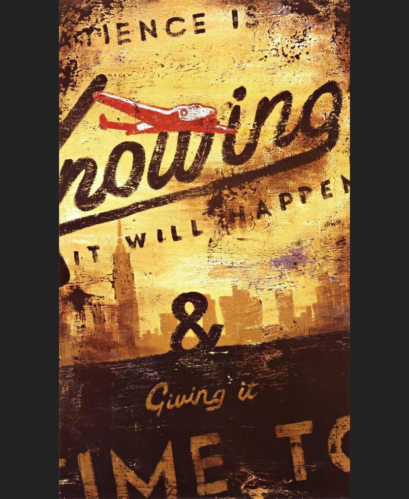 "Patience" Rodney White Graffiti Canvas Wall Art – 28x48 Inch – Ready To Hang