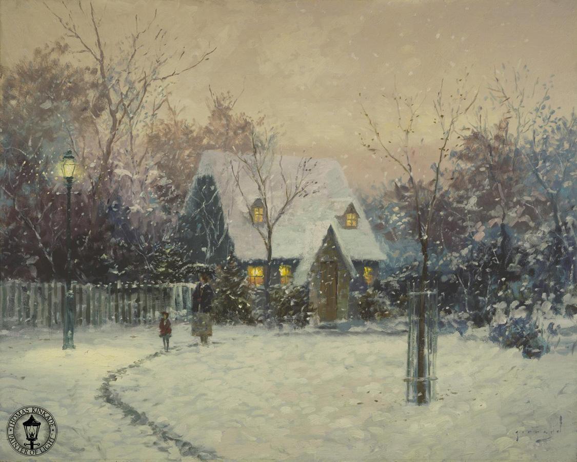 Thomas Kinkade A Winter's Cottage painting | framed paintings for sale