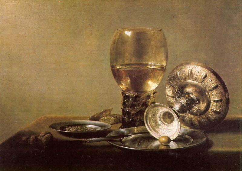 Unknown Artist Still Life with Wine Glass and Silver Bowl painting ...